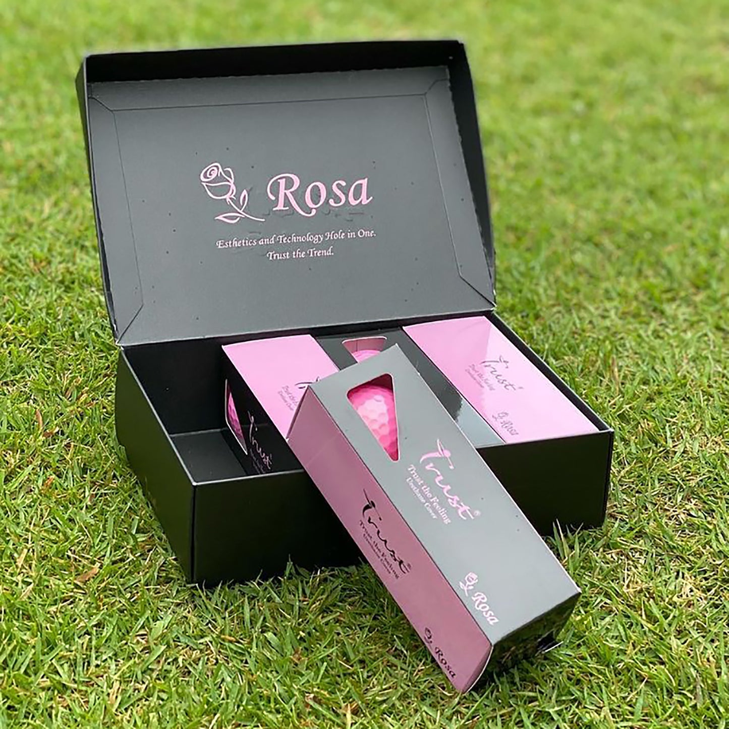 Trust Golfbälle Aurora  Rosa - Auffällige Golfbälle, Kristall-Urethan,48 Bälle, Roségold